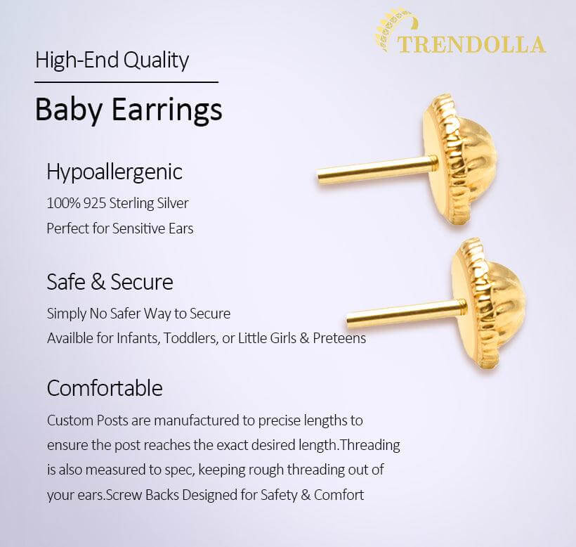CZ Heart Solitaire 4mm Sterling Silver Baby Children Screw Back Earrings - Trendolla Jewelry