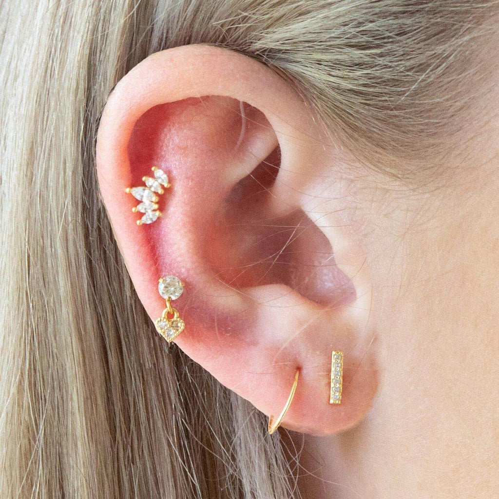 Small Helix Crown Piercing Barbell Earrings Ball Back Earrings Nap Earrings - Trendolla Jewelry